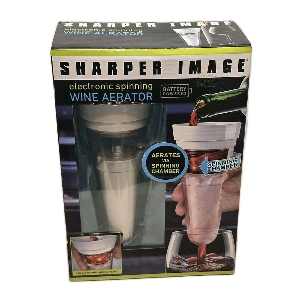 🆕 Sharper Image Open Box Electronic Spinning Wine Aerator Barware Gift‎